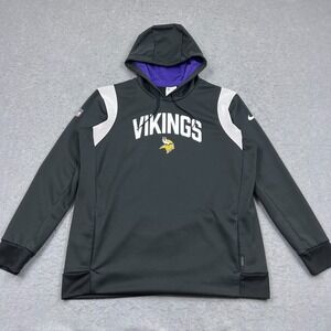 Nike Minnesota Vikings Hoodie Mens XL Black Therma-Fit Fleece NFL Sweatshirt